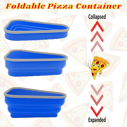 Pizza Storage Container Silicone Collapsible includes 5 trays, Reusable Pizza Storage Container, Saves Fridge Space - Microwave & Dishwasher Safe, Pizza Slice Pack Storage Container Expandable, Leftover Pizza Slice Storage Container Saver, Silic