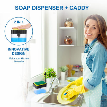 Quality Soap Dispenser with Added Features - Dish Soap Dispenser - Countertop Kitchen Soap Dispenser, Sink Dish Washing Soap Dispenser 13 Ounces (Sponge Included)