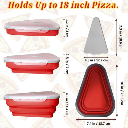 Pizza Storage Container Silicone Collapsible includes 5 trays, Reusable Pizza Storage Container, Saves Fridge Space - Microwave & Dishwasher Safe, Pizza Slice Pack Storage Container Expandable, Leftover Pizza Slice Storage Container Saver, Silic