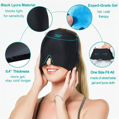 Headache Hat for Migraine Relief Cap, Gel Migraine Ice Head Wrap Ice Pack, Warm & Cold Compress Migraine Relief Products Ice Mask for Tension Anxiety Stress Relief Sinus and Puffy Eyes Cold Therapy