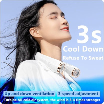 Matihuno Neck air conditioner 24 hours of battery life 8000mAh neck fan Portable neck air conditioner Ultra-quiet bladeless fan design No curling Even air volume on both sides