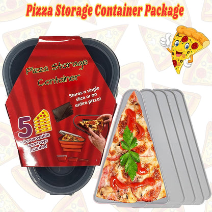 Pizza Storage Container Silicone Collapsible includes 5 trays, Reusable Pizza Storage Container, Saves Fridge Space - Microwave & Dishwasher Safe, Pizza Slice Pack Storage Container Expandable, Leftover Pizza Slice Storage Container Saver, Silic