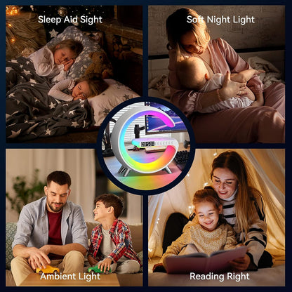 Sound Machine Wake Up Light - Light Alarm Clock with 15W Wireless Charger Smart Gradual Sunrise Alarm Clock Lamp Night Light Gift for Baby Kids Adults Sleeping