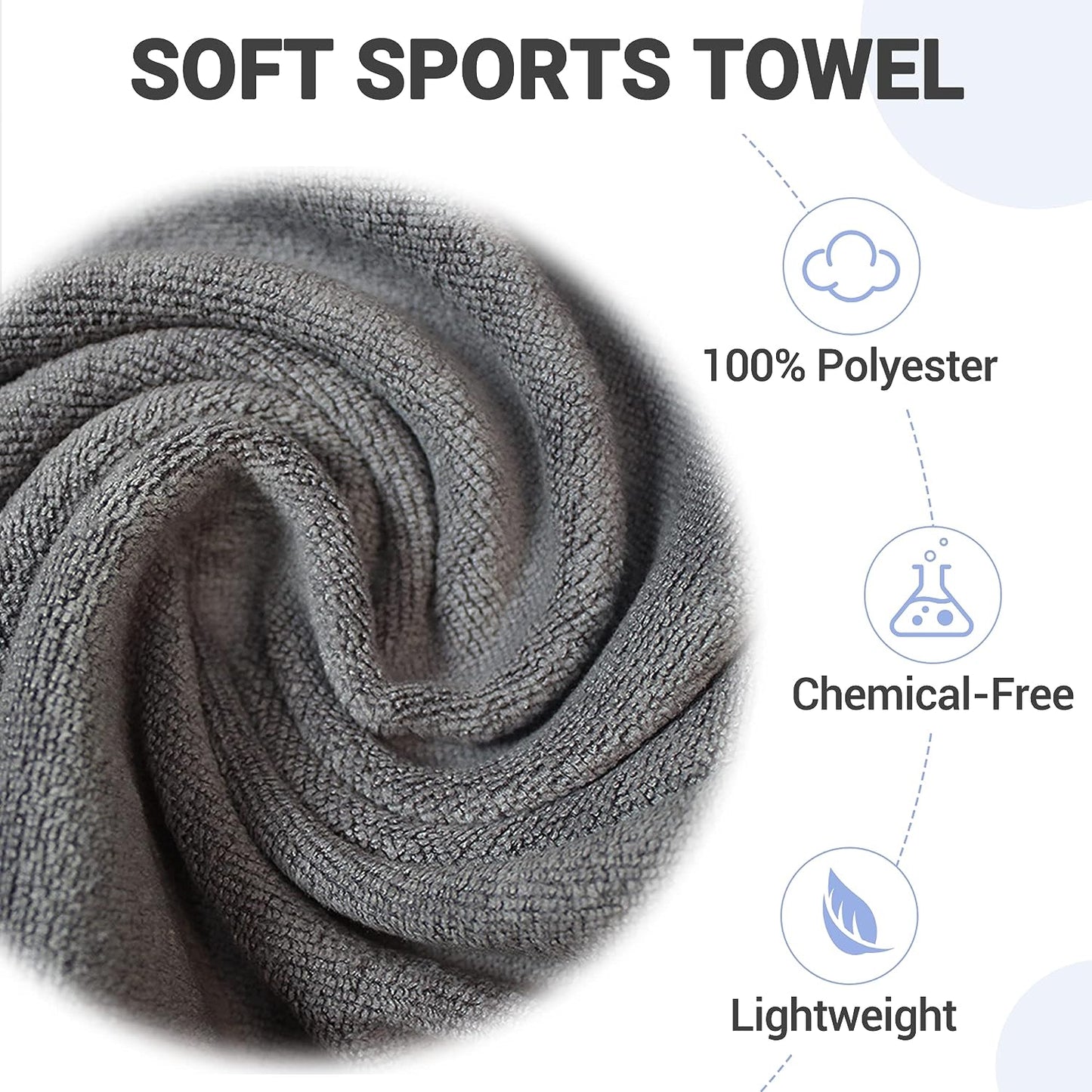 SPORT 4Pack Cotton Yoga Towel(13.7" x 27.5"), Gym Towel Set, Cool Waffle Pattern Towel for Neck and Face, Soft Breathable Towel for Yoga, Sports, Kitchen, Camping, Running, Workout