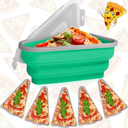 Pizza Storage Container Silicone Collapsible includes 5 trays, Reusable Pizza Storage Container, Saves Fridge Space - Microwave & Dishwasher Safe, Pizza Slice Pack Storage Container Expandable, Leftover Pizza Slice Storage Container Saver, Silic