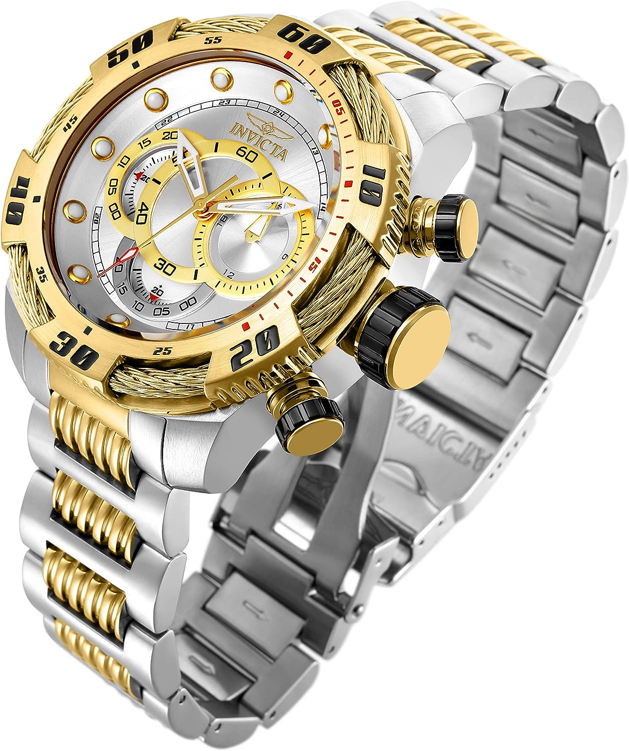 Speedway Analog Display Quartz Two Tone Watch, Gold/Stainless Steel