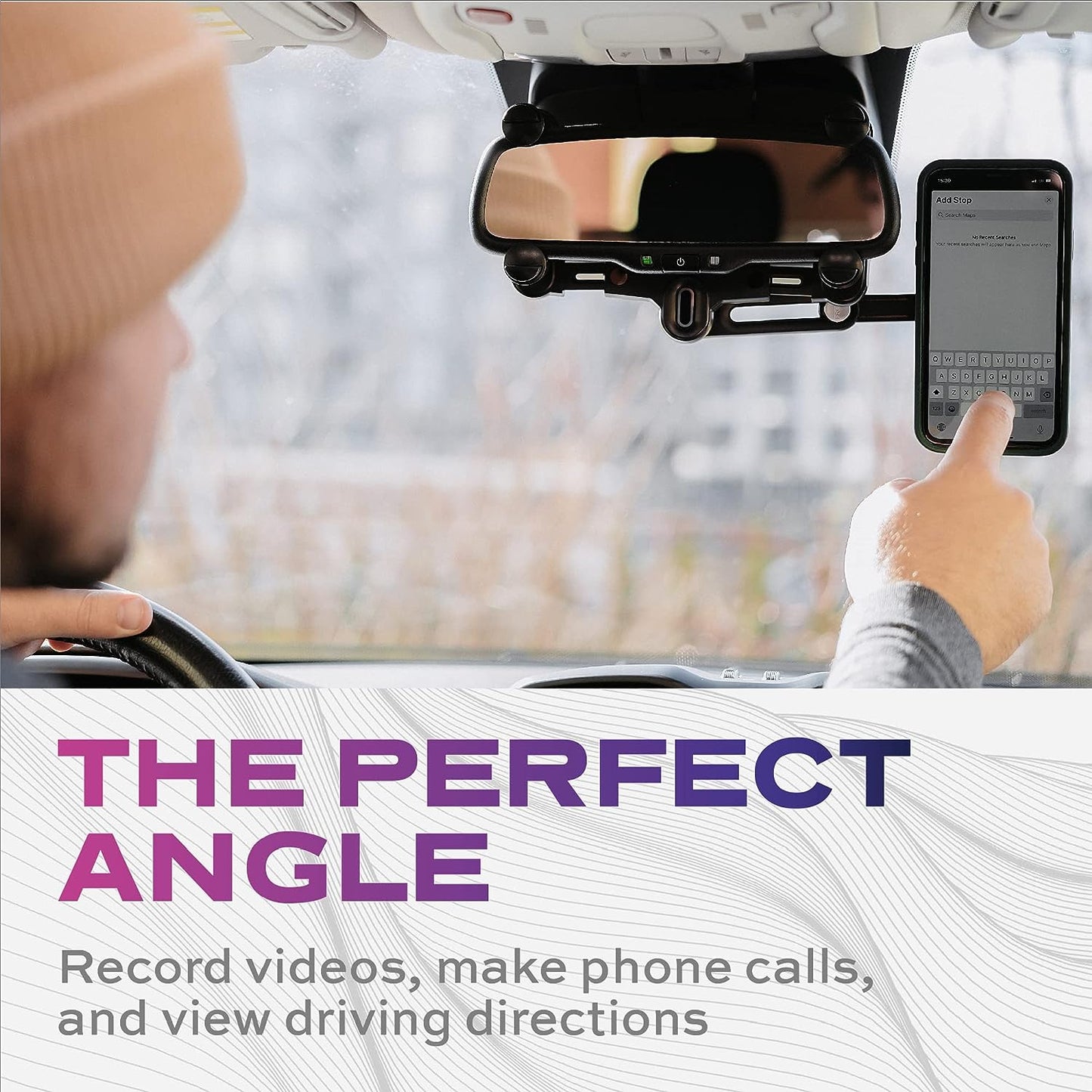 EXCELLENT Magnetic Car Rear View Mirror Phone Holder | Eye Level Driving | 360 Rotation Retractable Adjustable | Sturdy Rearview Mirror Phone Mount Magnet