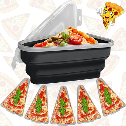 Pizza Storage Container Silicone Collapsible includes 5 trays, Reusable Pizza Storage Container, Saves Fridge Space - Microwave & Dishwasher Safe, Pizza Slice Pack Storage Container Expandable, Leftover Pizza Slice Storage Container Saver, Silic