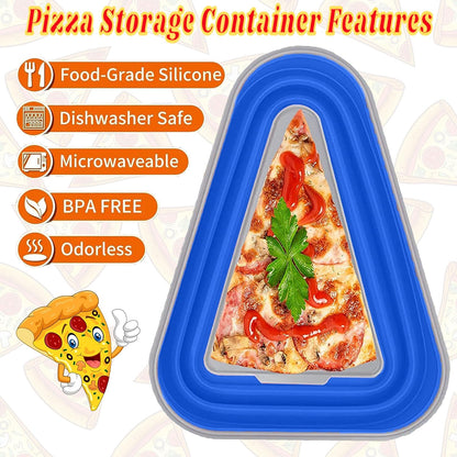 Pizza Storage Container Silicone Collapsible includes 5 trays, Reusable Pizza Storage Container, Saves Fridge Space - Microwave & Dishwasher Safe, Pizza Slice Pack Storage Container Expandable, Leftover Pizza Slice Storage Container Saver, Silic