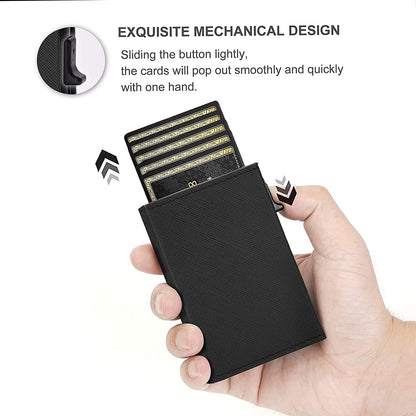 Mens Slim wallet with Money Clip RFID Blocking Credit Card holder Minimalist wallet for Men with Gift Box (Carbon Leather)