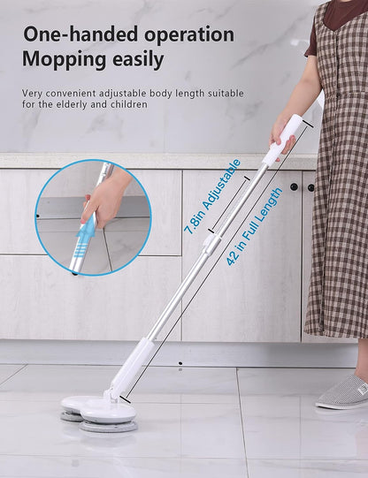 GOOD Electric Mop with Motorized Dual Spinning Mopheads 4PCS Microfiber Pads & 20PCS Disposable Mop Pad Set, Easily to Clean Wood Floor Ceramic Tiles Marble Floor-to-Ceiling Windows & Others