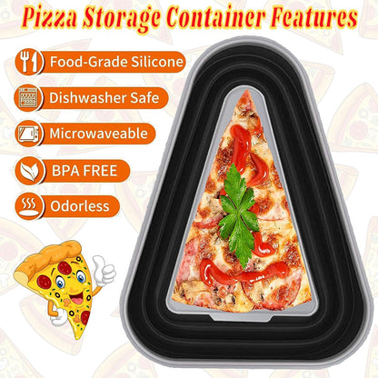 Pizza Storage Container Silicone Collapsible includes 5 trays, Reusable Pizza Storage Container, Saves Fridge Space - Microwave & Dishwasher Safe, Pizza Slice Pack Storage Container Expandable, Leftover Pizza Slice Storage Container Saver, Silic