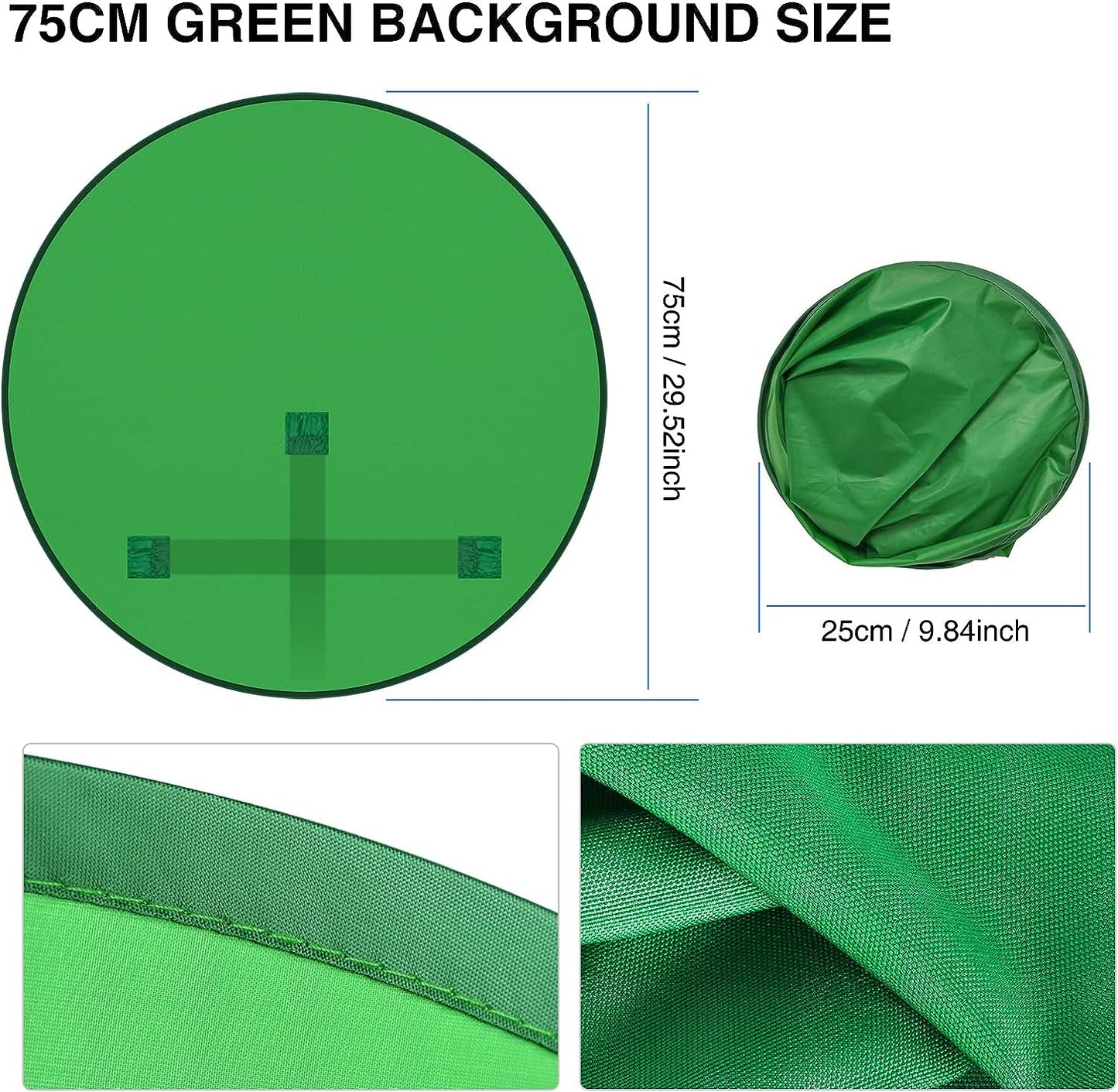 Portable Webcam Background, 75cm Collapsible Green Background for Video Chats, Zoom, Skype, Video, Photo, Single-Side Chromakey Green Screen for Chair