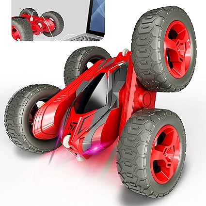 Remote Control Car for Kids, 360 ° Rotating Double Sided Flip RC Stunt Car, 2.4GHz 4WD Toy Car with Rechargeable Battery for 45 Min Play, Great Gifts for Boys and Girls Visit the Tecnock Store