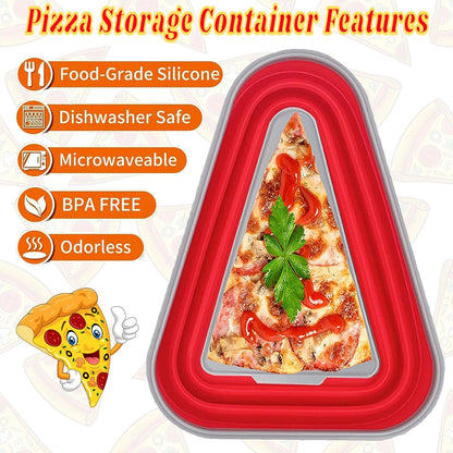 Pizza Storage Container Silicone Collapsible includes 5 trays, Reusable Pizza Storage Container, Saves Fridge Space - Microwave & Dishwasher Safe, Pizza Slice Pack Storage Container Expandable, Leftover Pizza Slice Storage Container Saver, Silic