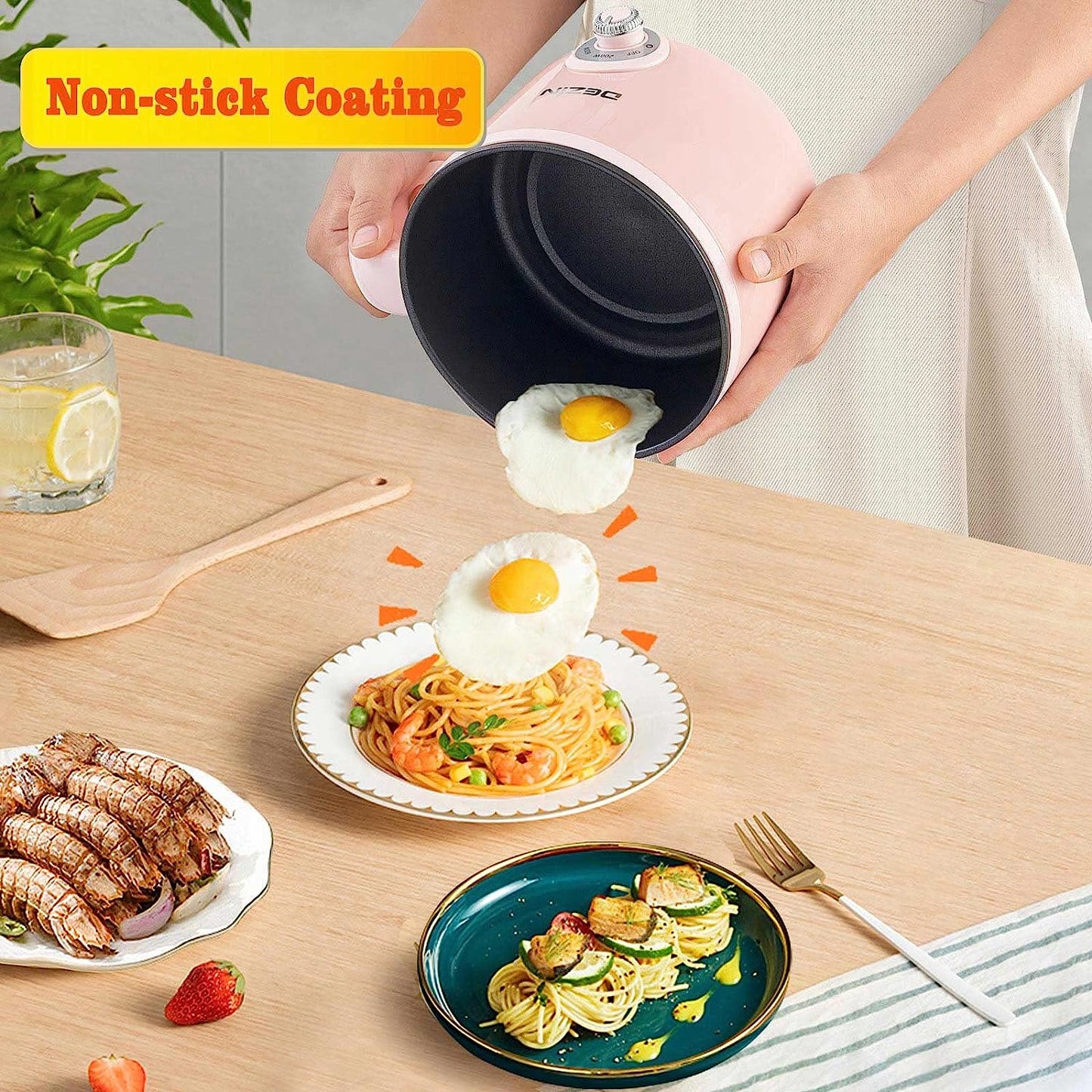 First choice Hot Pot Electric, 1.5L Rapid Noodles Cooker, Non-Stick Electric Pot Perfect for Ramen, Egg, Pasta, Dumplings, Soup, Porridge, Oatmeal, Portable Cooking Pot with Power Adjustment