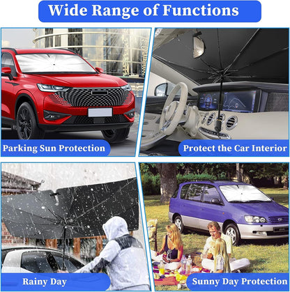 THE Car Sun Shade Windshield Umbrella-Upgraded Opening Design Foldable Car Windshield Cover Sunshade Umbrella UV Block,Automotive Car Front Window of Heat Insulation Protection for Most Car SUV CRV Trucks