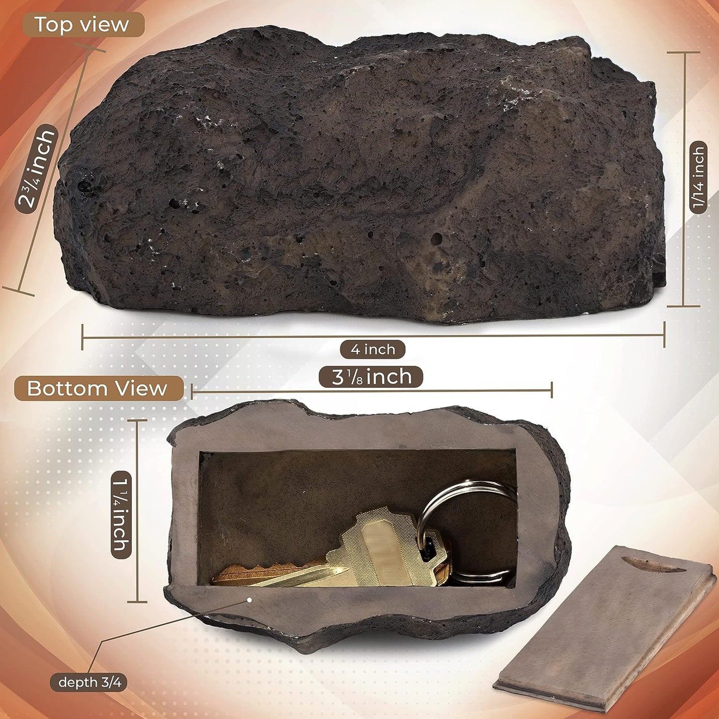 Grand Hide-a-Spare-Key Fake Rock - Looks & Feels like Real Stone - Safe for Outdoor Garden or Yard, Geocaching (1)